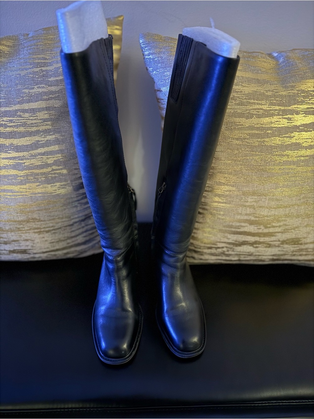 Franco Sarto Black Leather Riding Boots - Women